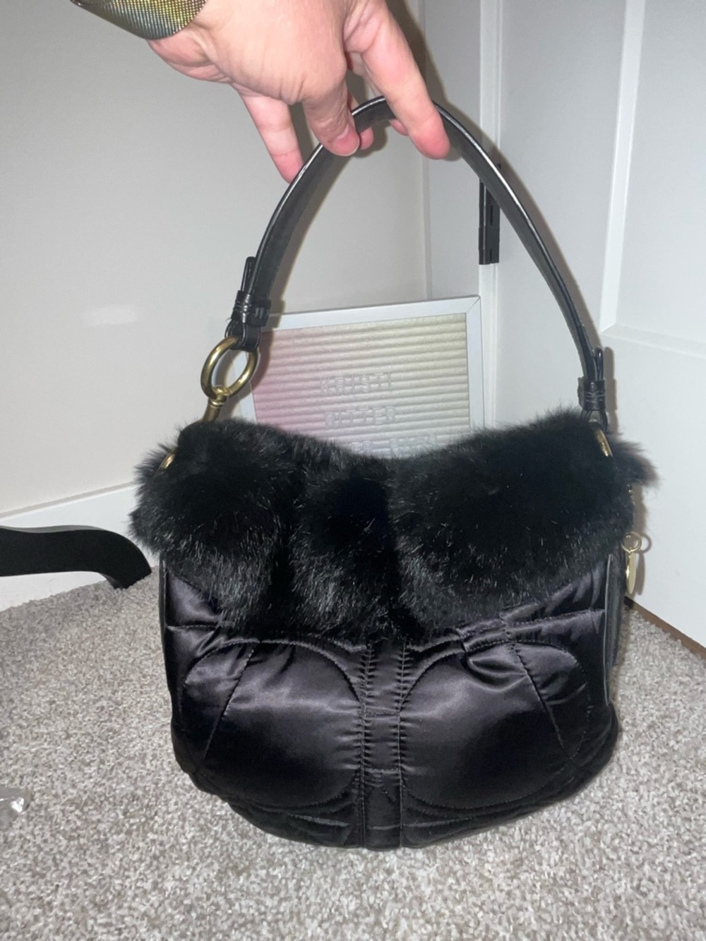 Coach SoHo Rabbit Fur Ski Hobo Handbag - Picture 10 of 10